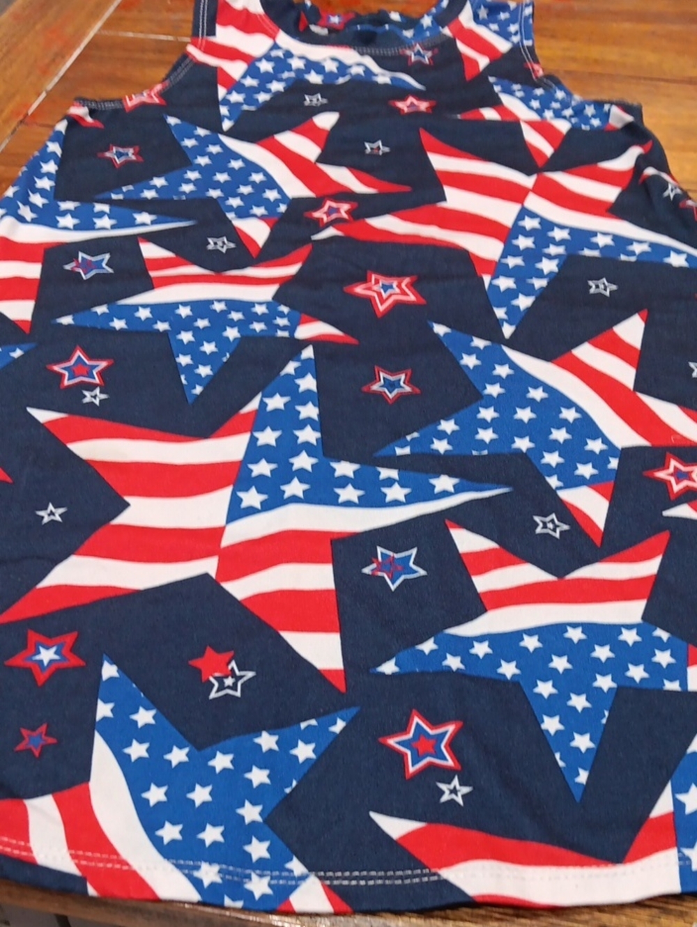 Girls Patriotic Star & Flag Print Tank Top - Red, White & Blue